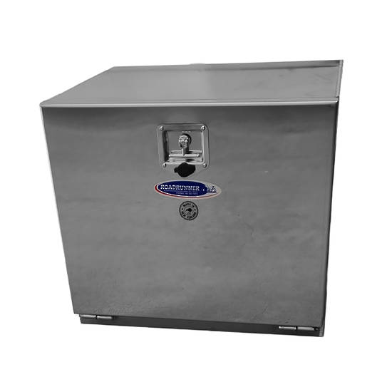 Square Toolbox (600H x 600D x 700L) - 4mm Aluminium, Stainless Steel Door, Shelf Btm stepped in Hinge